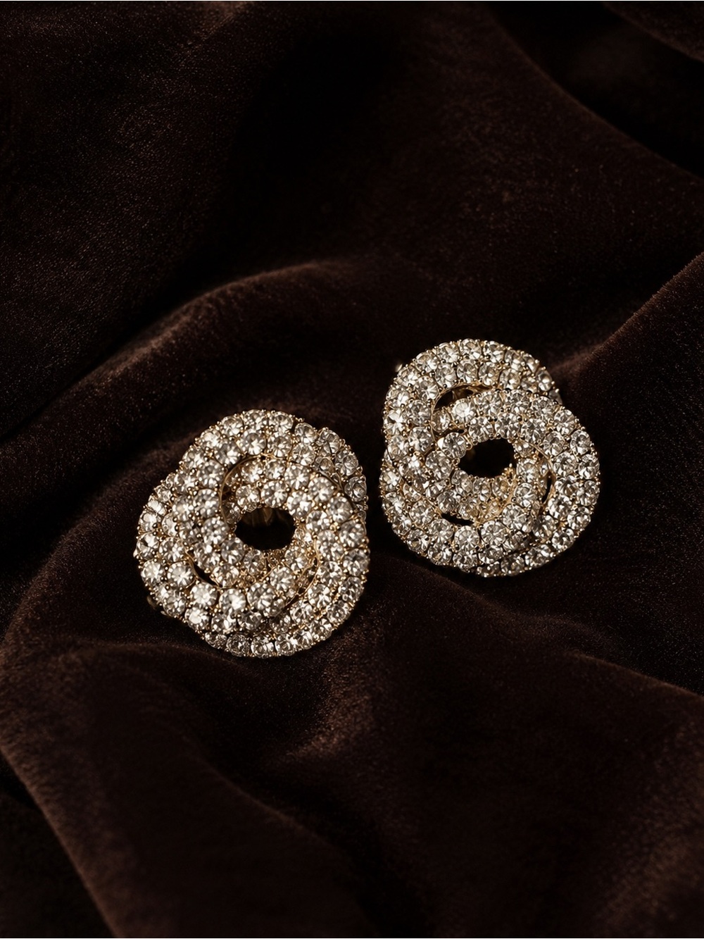 Express Pave Rhinestone Knot Swirl Statement Earrings Trending